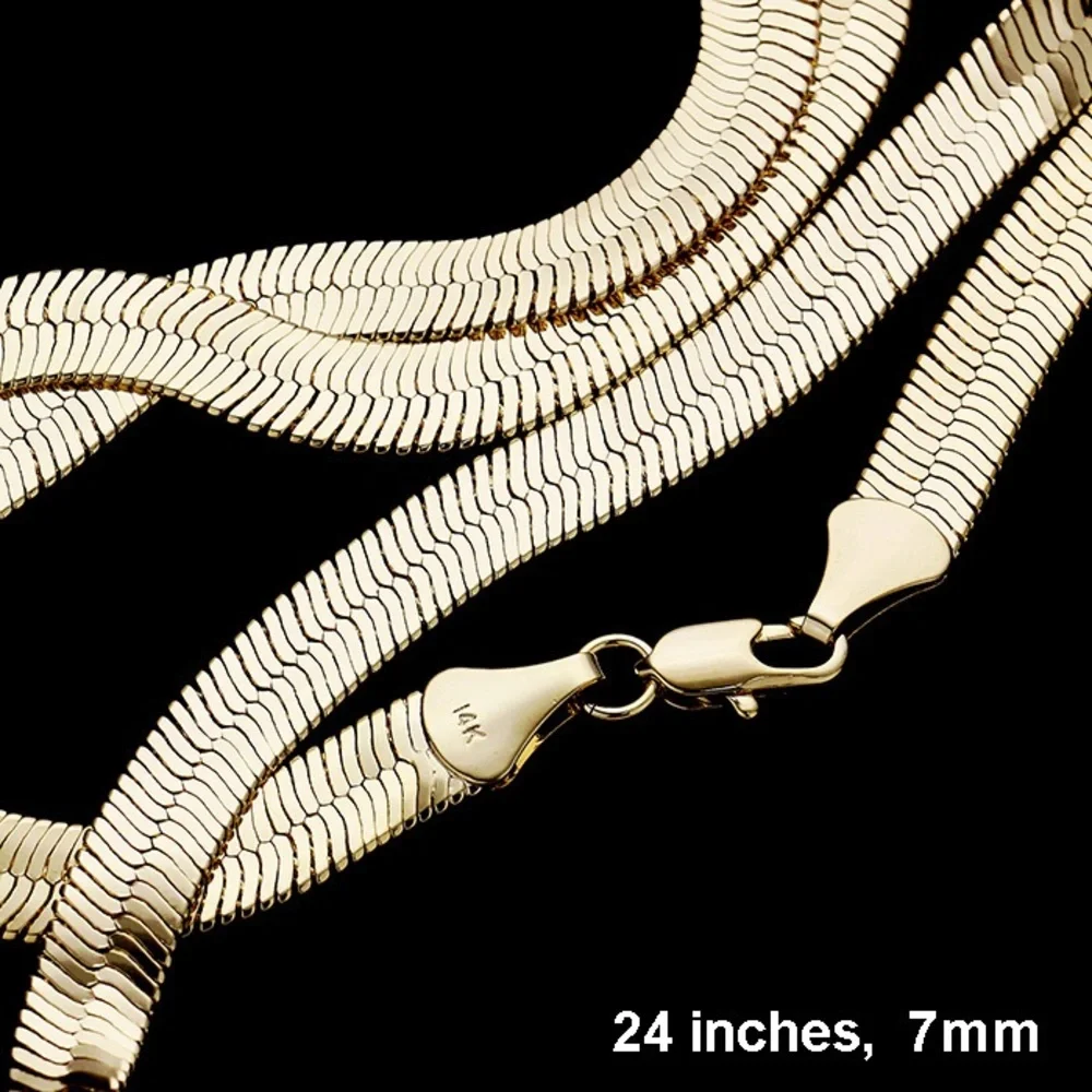 14K Gold Plated Herringbone Chain Metal Necklace